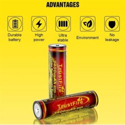 Trustfire 18650 - 3400 mAh - Genopladelig batteri